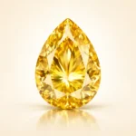 Yellow sapphire gem in radiant light