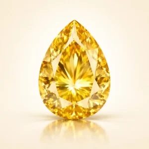 Yellow sapphire gem in radiant light