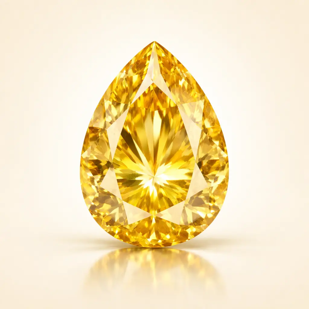 Yellow sapphire gem in radiant light